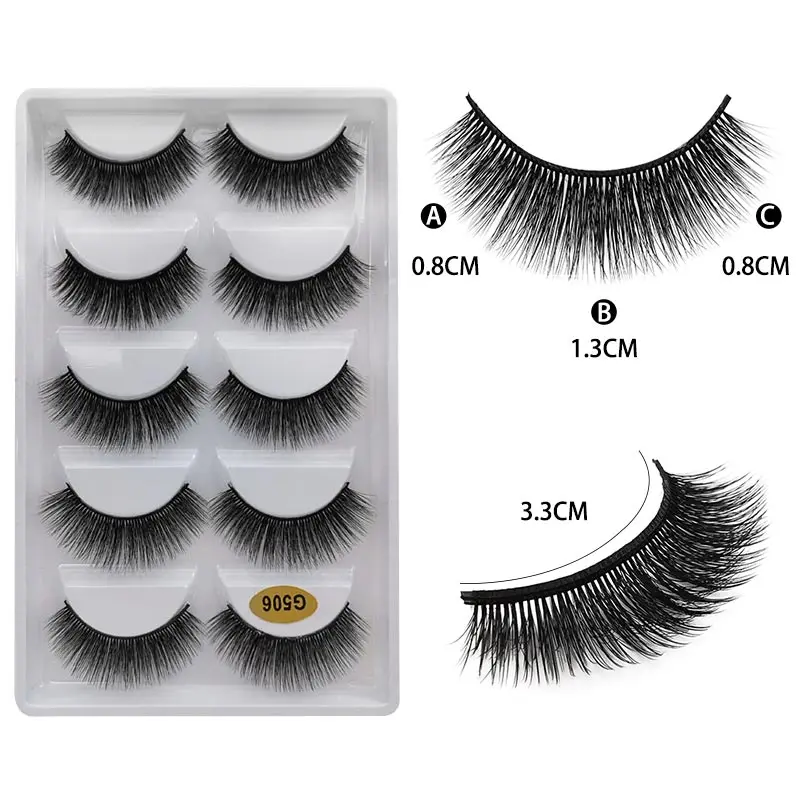 5Pairs 3D Mink Lashes Thick False Eyelashes Fluffy Wispy Crisscros Winged Tapered Eyelashes Handmade Makeup Extension Tools