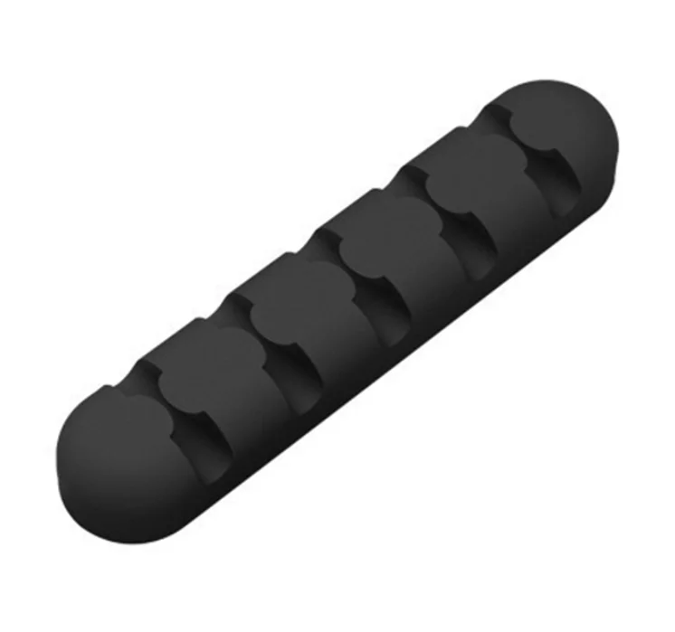 Органайзер для кабеля, силиконовый usb-кабель, намотка, настольный, аккуратный, управление, зажимы, держатель кабеля для MP3 MP4, мышь, провод для наушников - Цвет: Черный