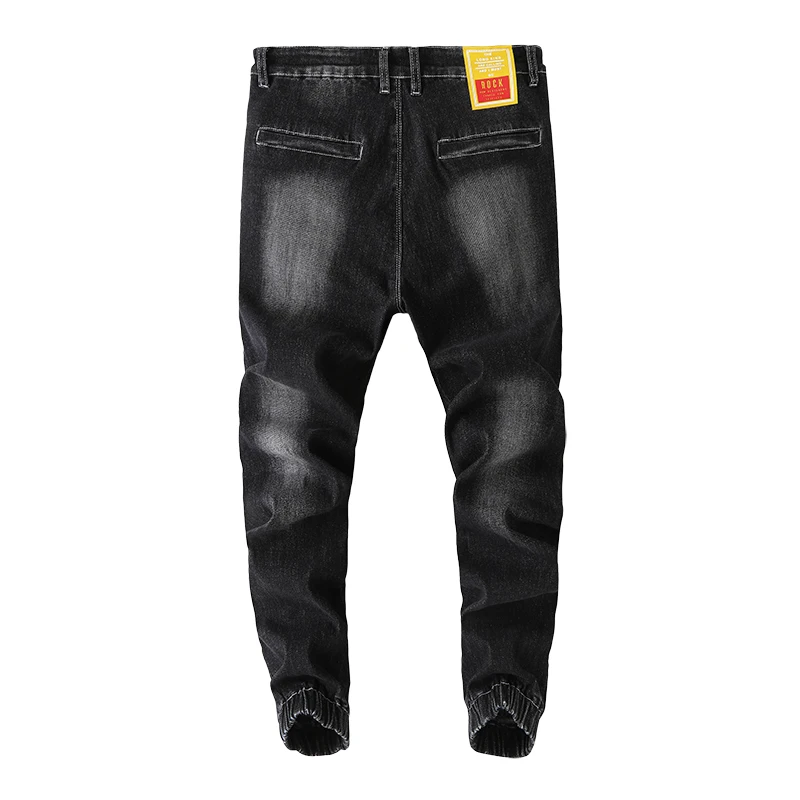 Мужские обтягивающие джинсы в стиле Харадзюку размера плюс 48 дымчатого черного цвета, уличная одежда, мужские повседневные Прямые джоггеры, джинсовые штаны