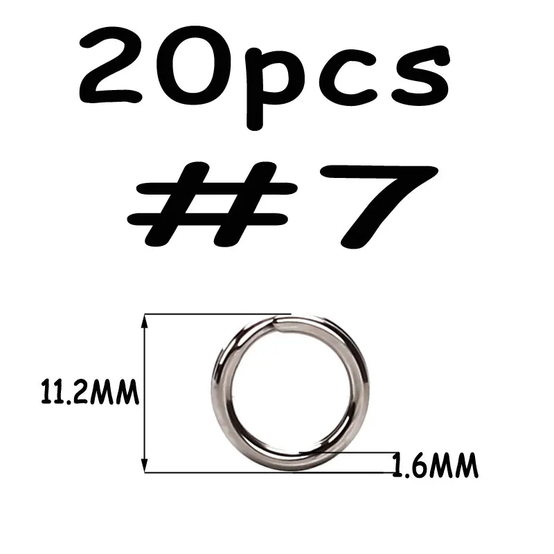 Split Ring 7 20pcs 20 шт из нержавеющей стали рыболовные Сплит Кольца твердые кольца соединители для блесны соленой воды рыболовные аксессуары анти ржавчины - Цвет: Split Ring 7 20pcs