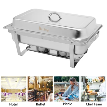 

9L-1x2 Stainless Steel Flip Round Buffet Chafing Dish Restaurant buffet Insulated Round Buffet Stove