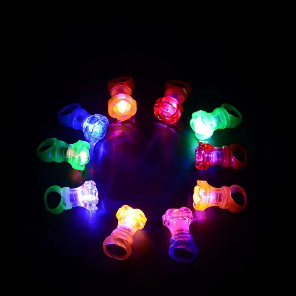 

36Pcs Led Glowing Ring Toy Solid Color Rose Shape LED Light up Ring Kids Toy Concert Party Favors