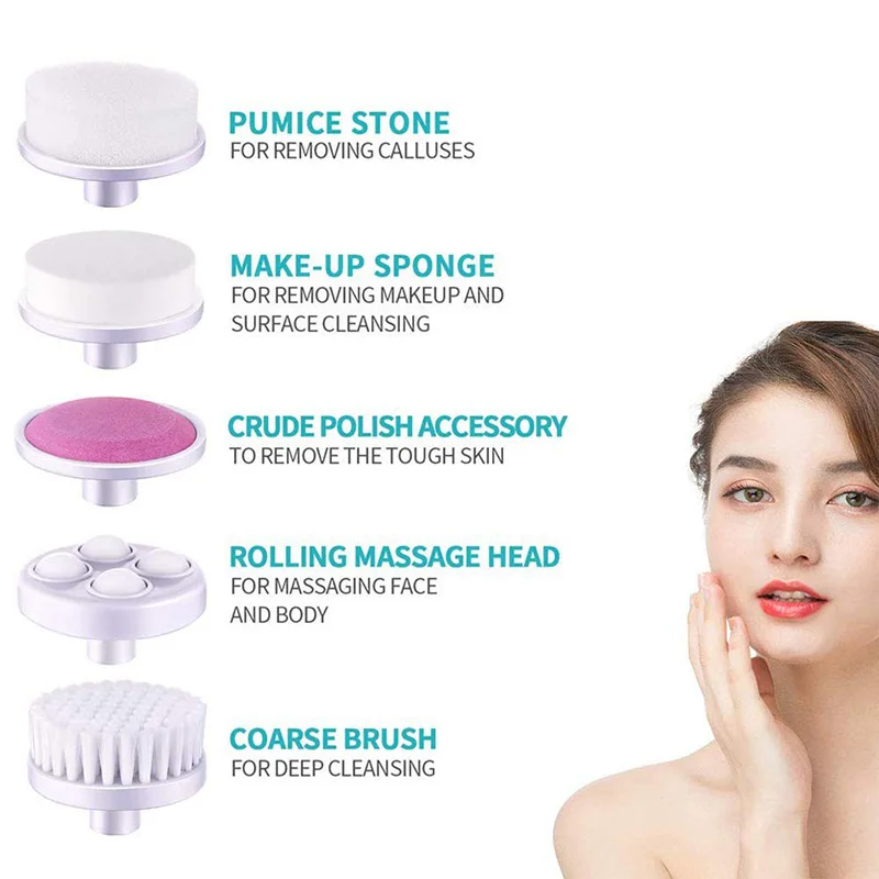 5 in 1 Face Cleansing Brush Silicone Facial Brush Deep Cleaning Pore Cleaner Face Massage Skin Care Waterproof Facial Brush - Image 6
