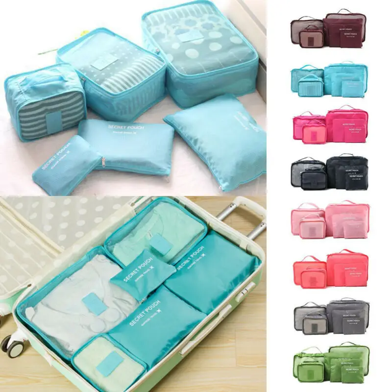 

Fashion Style Travel Storage Bag 6Pcs Set Unisex Use Travel Accessories for Clothes Luggage Packing Cube Organizer Suitcase