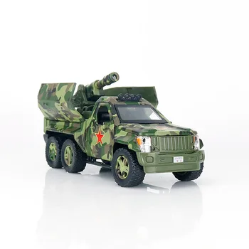 

1:32 high simulation armored explosion-proof car alloy sound and light pull back hidden turret toy car model for children gifts
