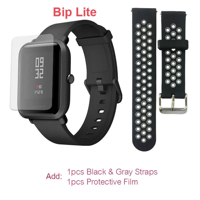 Глобальная версия Amazfit Bip Lite Смарт-часы легкие умные часы с 45 дней в режиме ожидания gps - Color: Gray Film