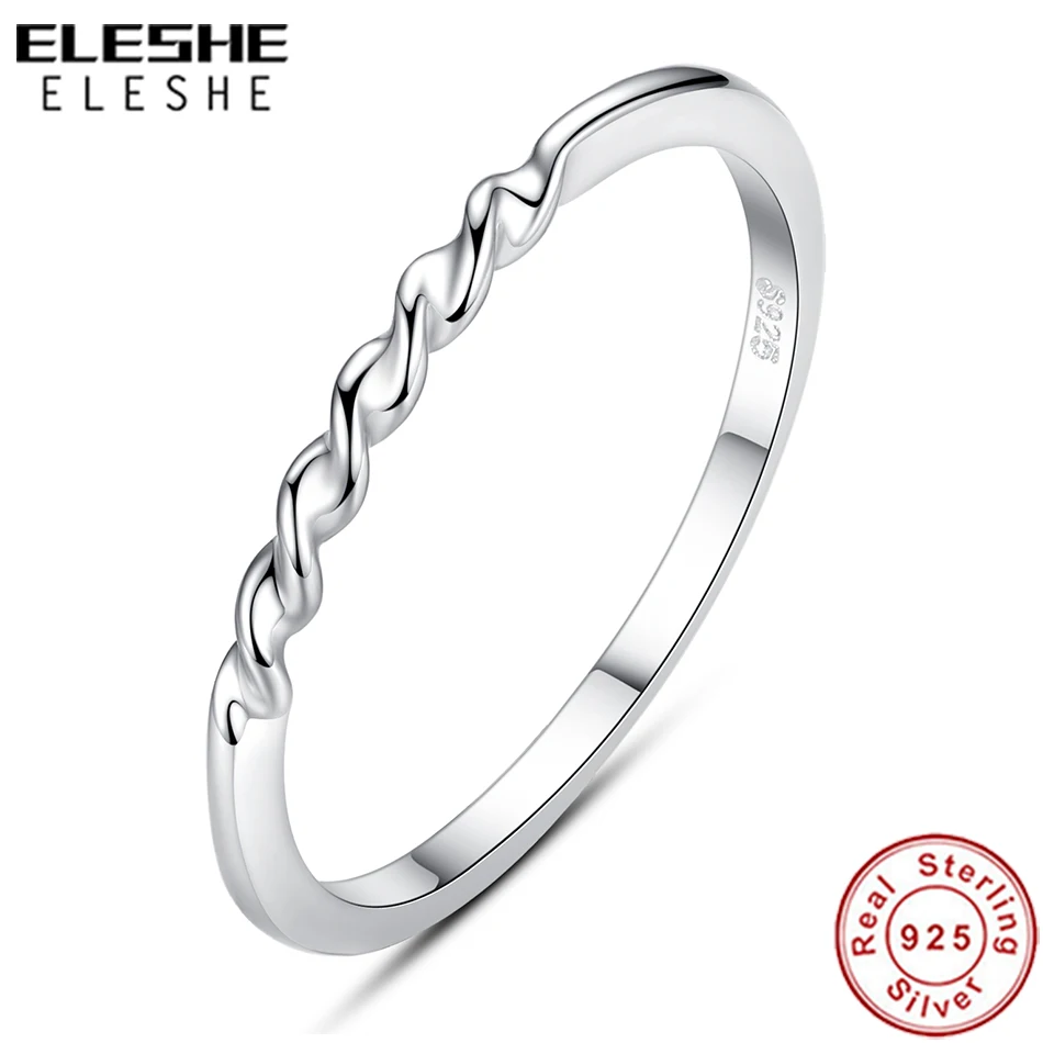 

ELESHE Classic 925 Sterling Silver Twisted Knot Ring Women High Polish Stackable Simple Rings Infinity Promise Wedding Jewelry