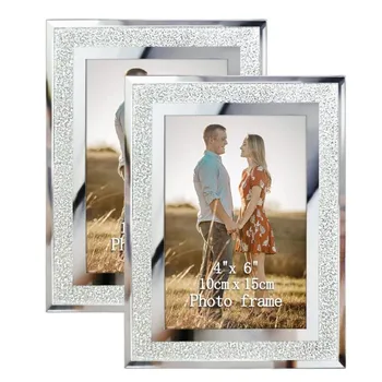 

Giftgarden 4x6" Glass Frames with Silver Side Picture Frame Sets Home DecorTable Ornaments, Set of 2Pcs