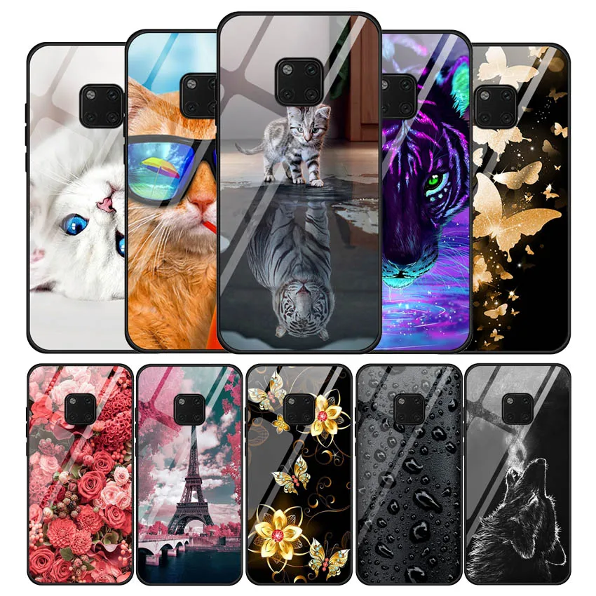 

Tempered Glass Case For Huawei Mate Mate 20 10 9 Pro 8 Colorful Silicone Bumper Case for Huawei Mate 20 10 9 Lite Cover Housing
