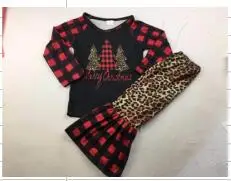 

Fall stylish long sleeve chritmas tree pattern pretty children outfit