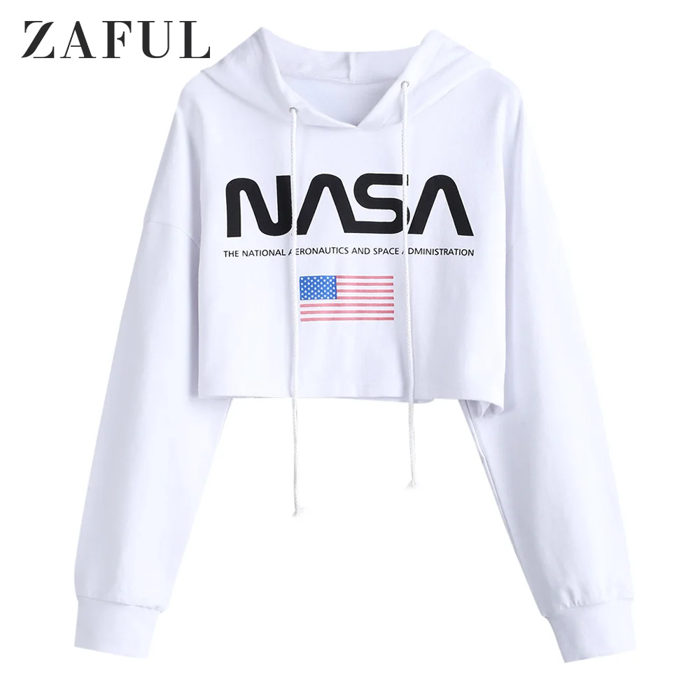 Женская уличная Толстовка Zaful повседневная укороченная толстовка с капюшоном и