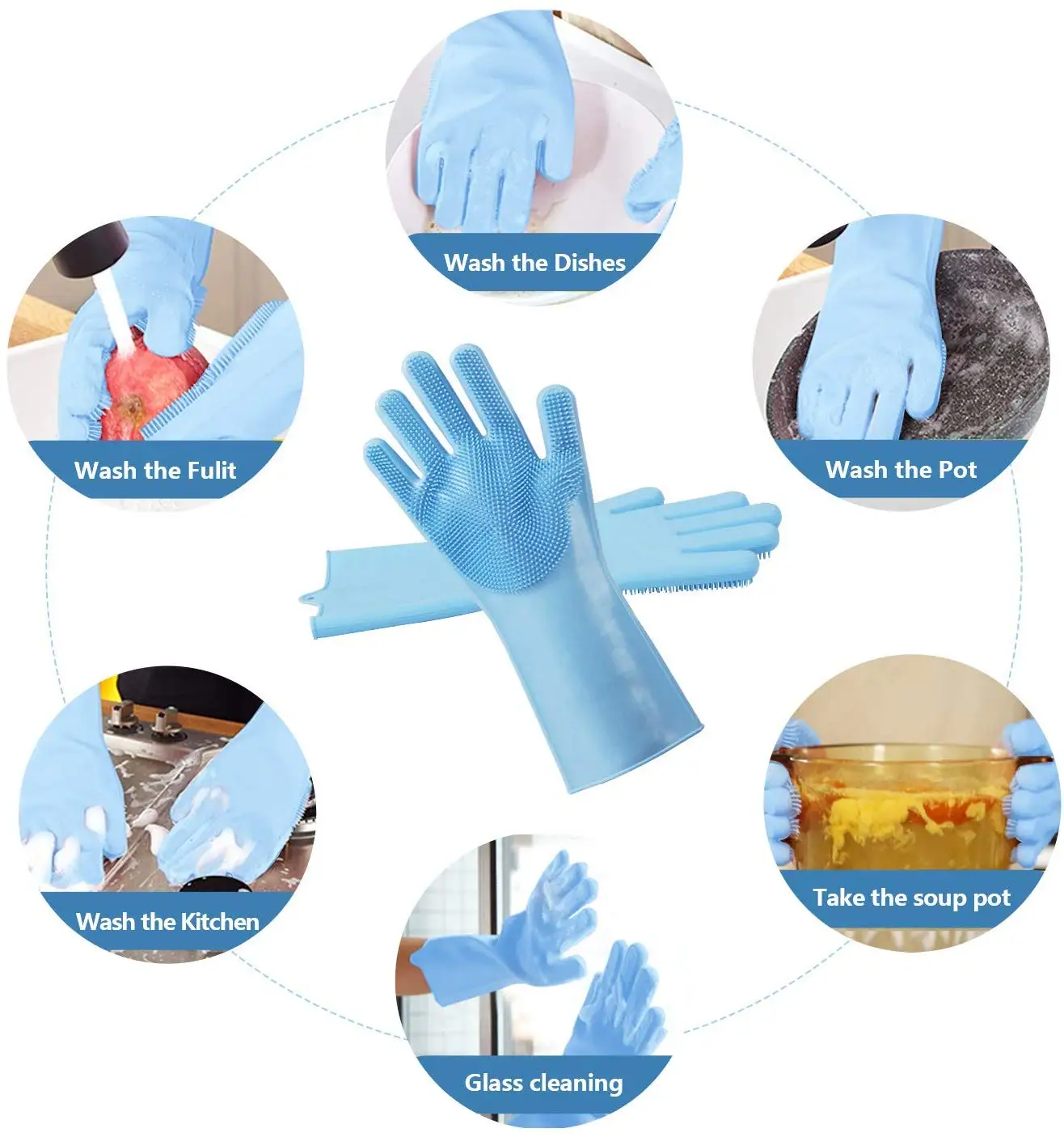 2 шт Силиконовые перчатки волшебные перчатки для мытья посуды щетка для чистки скруббера для посуды Домашние животные кухня ванная комната автомобиль фрукты чистые Golves
