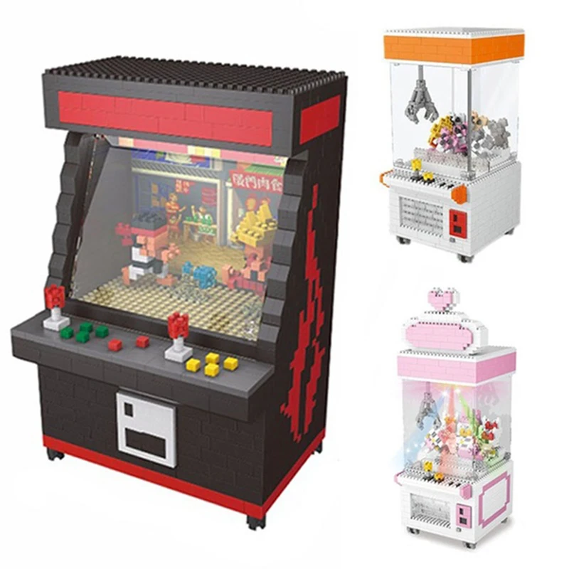 Free shipping clasic Mini Building Blocks Cartoon Toy Fighter Game Model UFO Clip Doll CATCHER Building Bricks Brinquedos kid