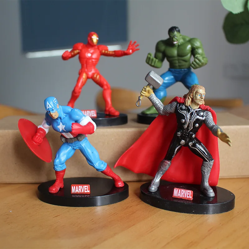 4 шт./компл. фигурка героев Marvel Халк Капитан Железный человек Тор сын Одина торт мини украшение Фигурки игрушки для детей подарки 9 см