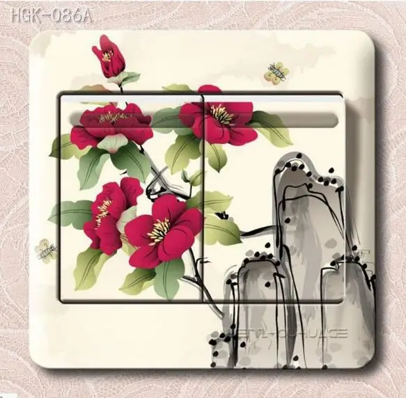 2 шт красочные цветы серии ПВХ Выключатель фонарика стикер для спальни гостиной