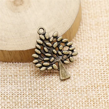 

free shipping 21pcs 29x23mm antique bronze tree charms diy retro jewelry fit Earring keychain hair card pendant accessories