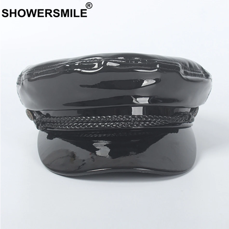 Shouresmile женская черная шляпа моряка военные шапки из лакированной кожи