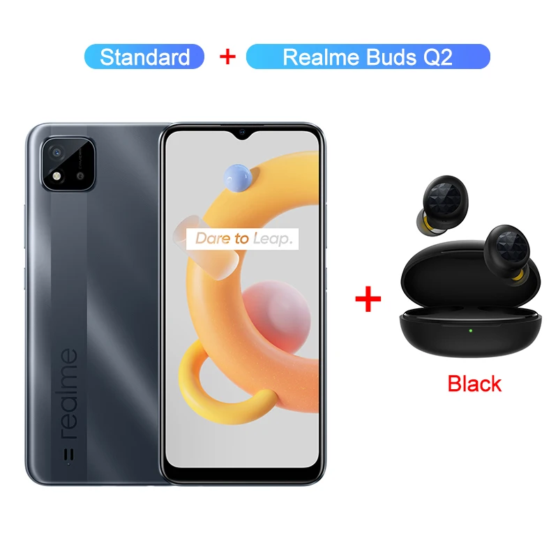 Realme C11 2021 Smartphone 2GB 32GB 6.5” Mini-Drop Fullscreen 5MP Front Camera 5000mAh 10W Fast charging 4G Cellphone NFC cheapest cell phone for gaming Android Phones