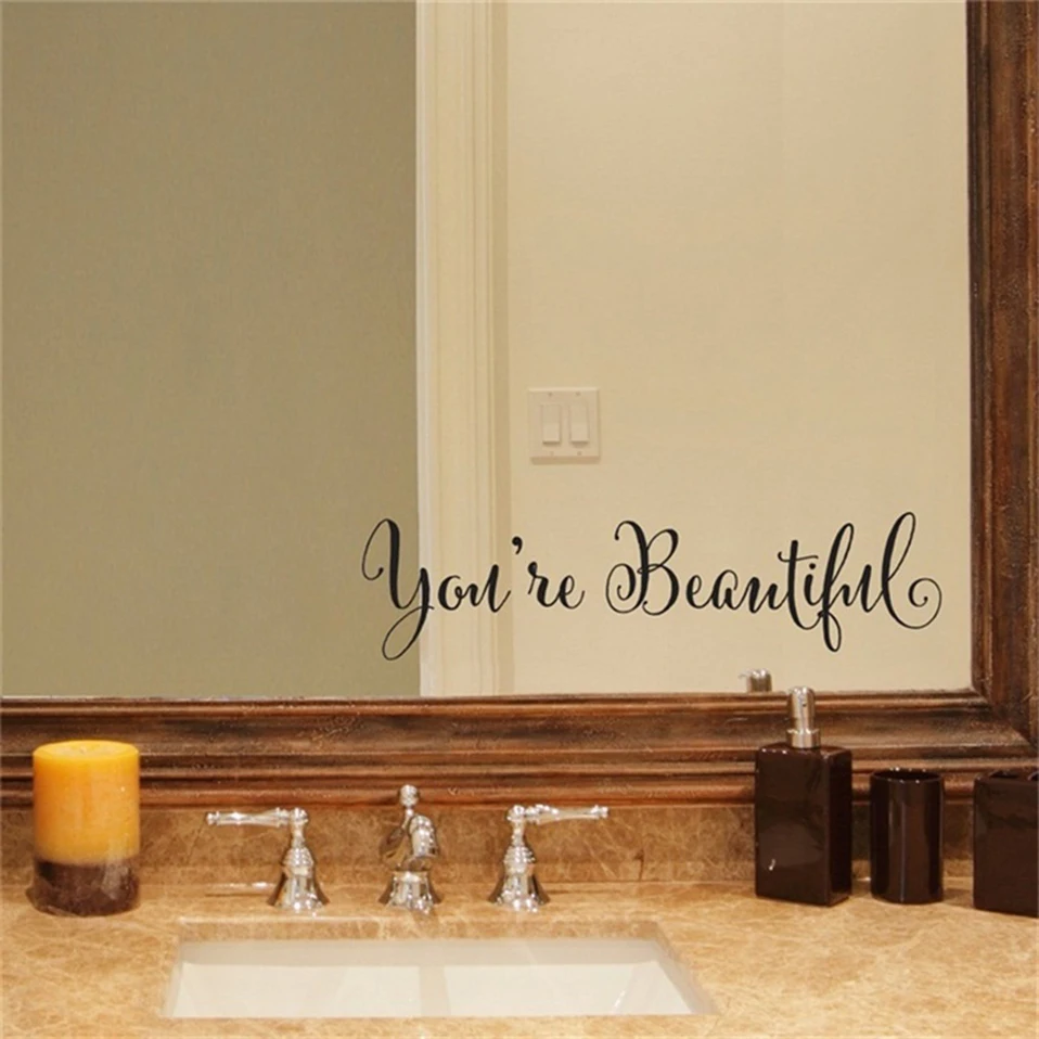 Wall Stickers You're Beautiful Pattern Film Carving DIY Home Decoration 1 Set