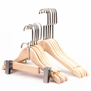 

10 pcs/lot Natural Wood Coat Hanger for Women Solid Wood Clothes Hangers for Kids Paintless Wooden Suit Rack with Flat Hook