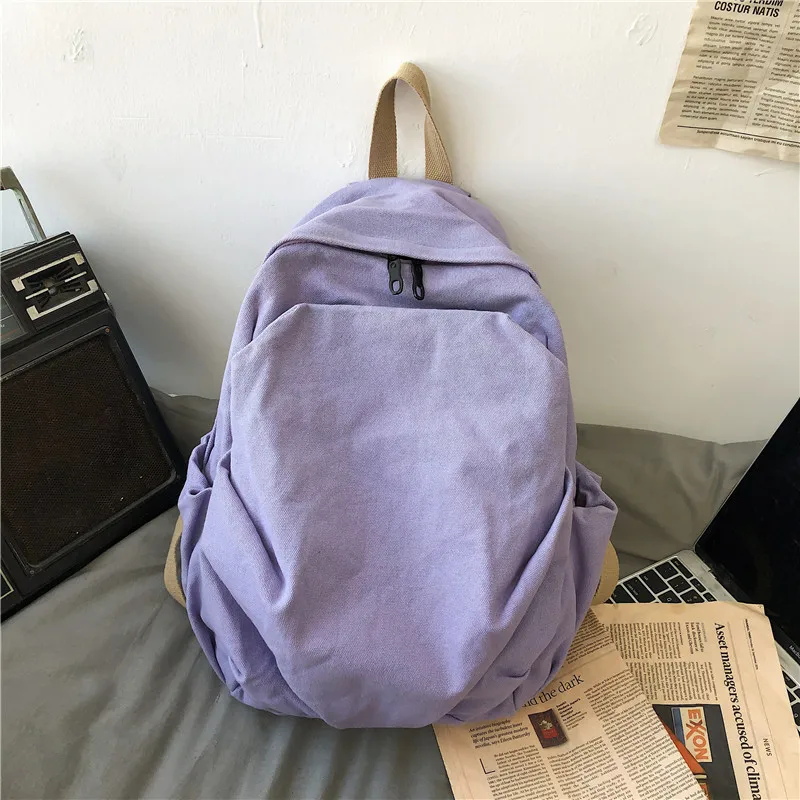16 inch Canvas Contrast Colourful Backpacks for Teenager