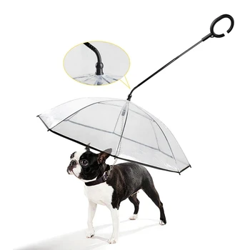 

Waterproof Telescopic Handle Transparent Pet Umbrella with Dog Leash for Rain Walking for Raining Snowing