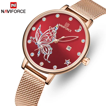 

NAVIFORCE Rose Gold Watch Women Top Brand Stainless Steel Mesh Ladies Watches Womens Fashion Quartz Dress Clock Relogio Feminino