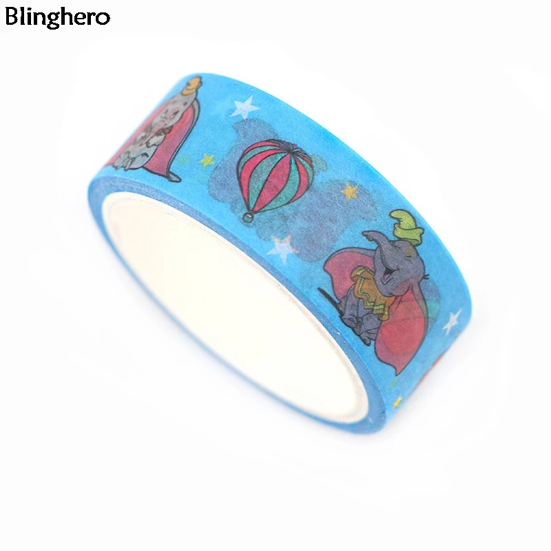 Blinghero 15 мм X 5 м милый Dumbo васи клейкая лента мультяшный слон маскирующая Лента Детские клейкие ленты Канцелярские ленты клейкая наклейка BH0329