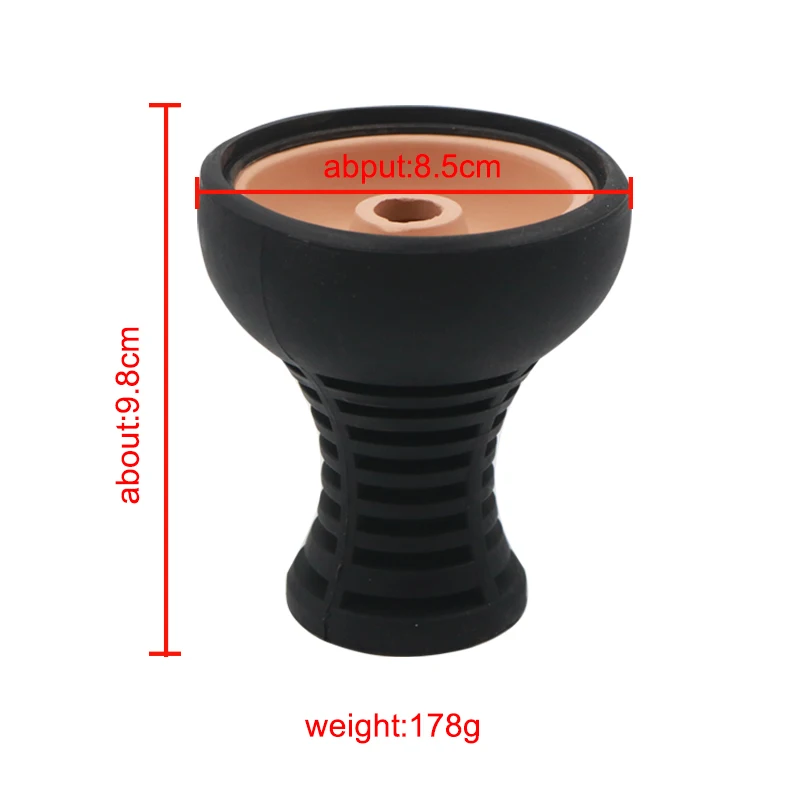 New 1PC Black Silicone & Ceramic Red Mud Shisha Bowl Shisha Tobacco Bowl Chicha Hookah Accessories