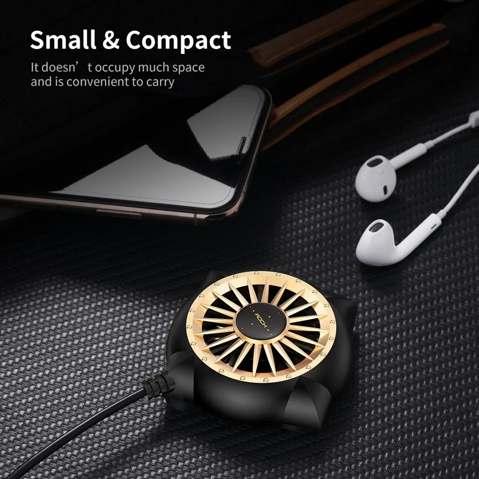 ROCK Mobile Phone Cooler Cellphone Gaming Cooling Fan with Suction Cup for iPhone Samsung Portable Mobile Heat Sink Cooler Fan
