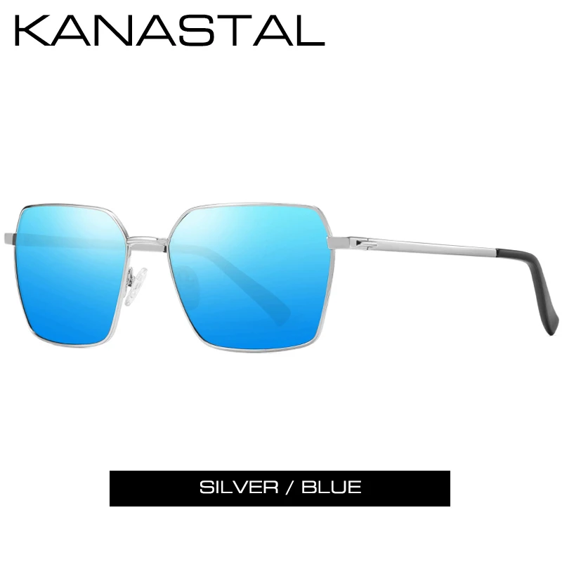 Квадратные Солнцезащитные очки, мужские зеркальные поляризованные солнцезащитные очки, аксессуары, брендовая посылка, солнцезащитные очки для мужчин, солнцезащитные очки для вождения, UV400 - Цвет линз: silverblue