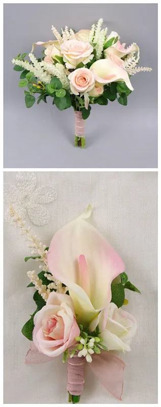 Pink Small-Corsage1 Свадебный букет для подружек невесты белые розовые шелковые розы свадебные мужские бутоньерки цветы Свадебные букеты Свадебные украшения для дома - Цвет: Pink Small-Corsage1