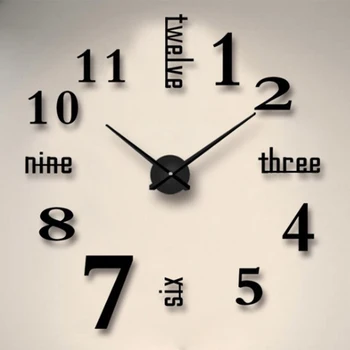

Fashion DIY Wall Clock Modern Design Acrylic Mirror Sticker 3D Wall Clock for Home Decoration _WK