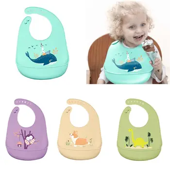 

Cartoon Adjustable Toddlers Baby Feeding Saliva Towel Children Kids Waterproof Silicone Bibs Burp Cloth
