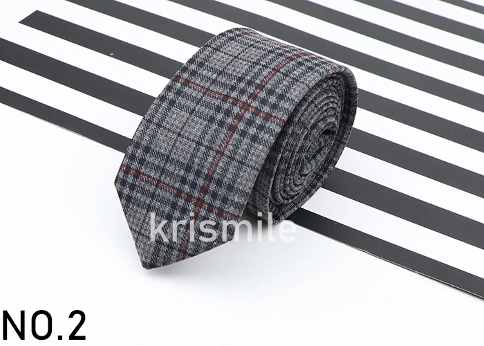 Men's Business Diamond Check Tie Artificial Wool Cotton Dark Color Tie Striped Black Grey Necktie For Daily Accessory Paty Gift