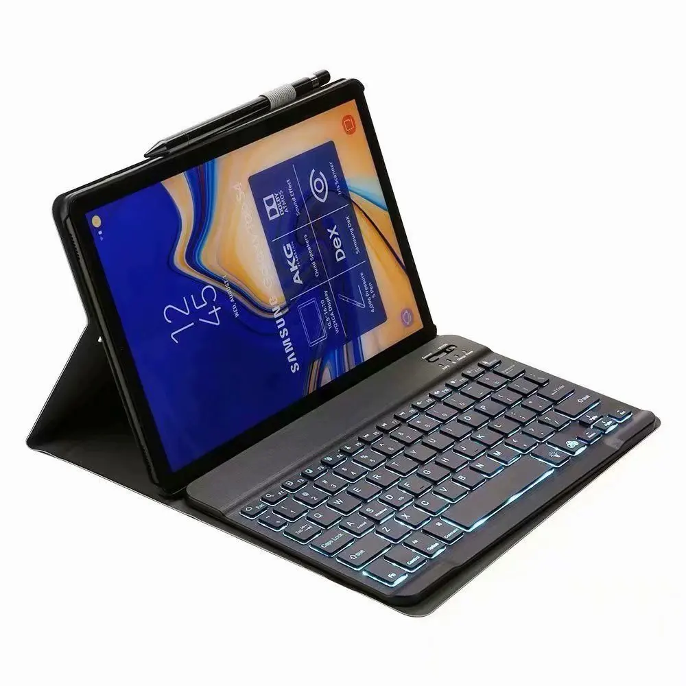 Чехол для Samsung Galaxy Tab A 10,1 T510 T515 планшет клавиатура ткань с 7 Подсветкой Bluetooth клавиатура чехол+ ручка+ пленка