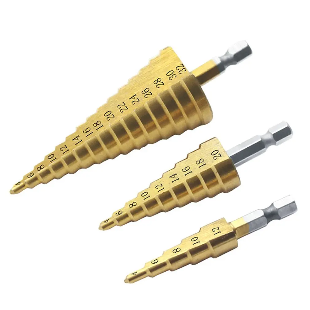 

4241 Material Hex Handle Step Drill / Pagoda Drill / Twist Drill Plate Hole Opener Titanium plating Comfortable and mellow