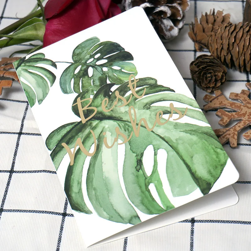 

1pcs Leaves Thank You Cards With Paper Envelopes Birthday Gift Greeting Card Decoration Rewards Memo Card Leave A Message Crafts