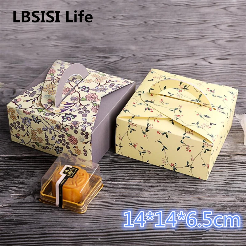 

50pcs Blossoms Flower Paper Box With Handle Chocolate Cake Party Packaging Cookie Candy Nuts Box DIY Wedding Gift Packing Box