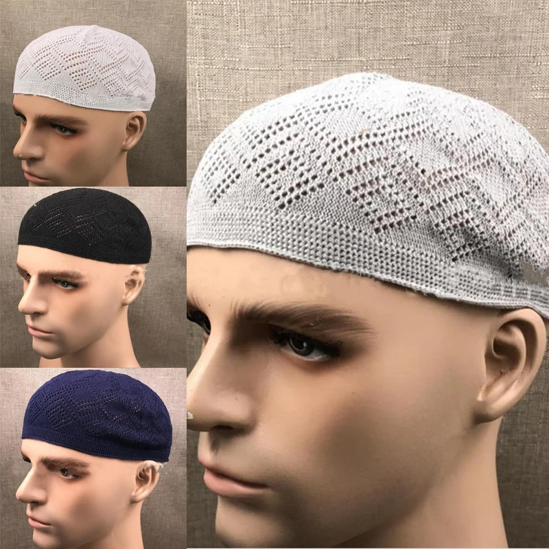 Men Muslim Prayer Hats Knitted Head Wear Hat Islamic Caps Fashion