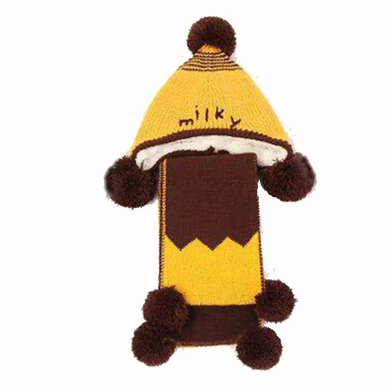 Детский набор из шапки и шарфа для детей 1-4 лет, Осень-зима, новая шерстяная шапка для маленьких мальчиков и девочек