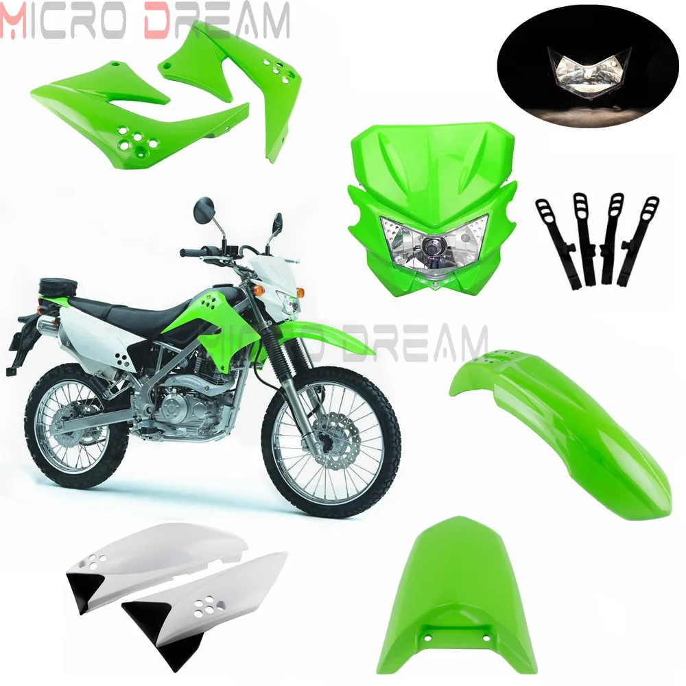 Комплект для мотоцикла Kawasaki KLX150 Green ABS пластик обтекатель передняя и задняя