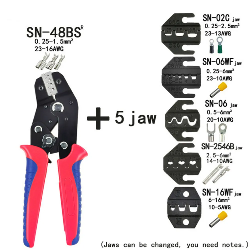 tongue and groove plane Crimping pliers SN-48BS 8 jaw kit package for 2.8 4.8 6.3 VH2.54 3.96 2510/tube/insulation terminals electrical clamp tools mini block plane Hand Tools