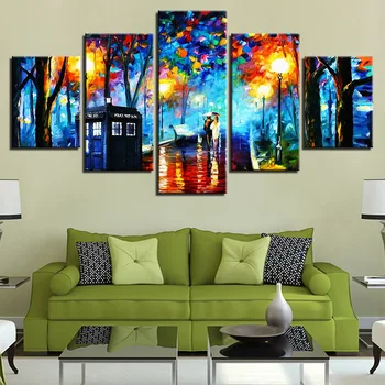 

5 Pcs Full Round Diamond Painting Oil Couple Diamond Embroidery Phone Booth Cross-Stitch Umbrella Scenery Wall Decor Handicraft