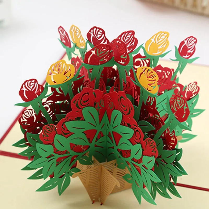 3D Flower Greeting Cards Pop Up Cards Postcards Birthday Gift Party Christmas Invitations Handcrafted Mother's Gift 3d открытка