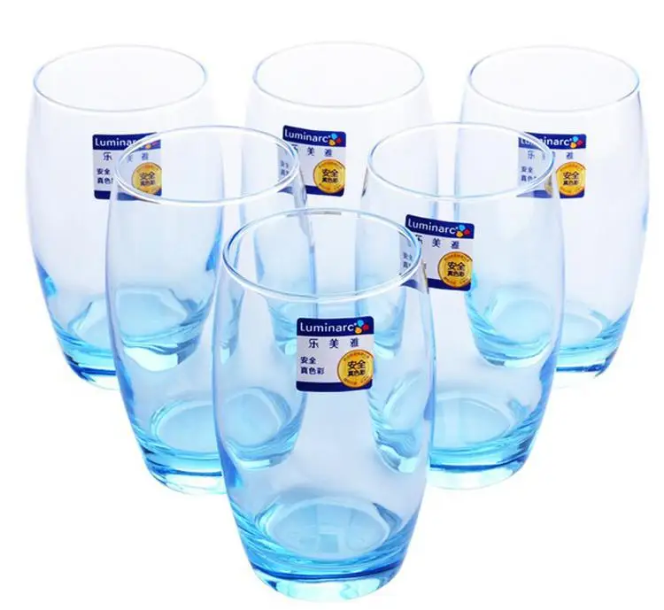 Glass Cup Transparent Simple Household Water Couple Lovely Tooth Brush Jar Бокалы Для Вина كاسات شاي Чашка Vaso Vino Стакан - Цвет: L blue cup X6