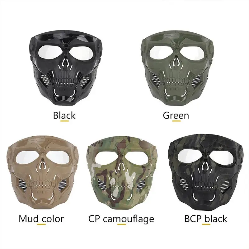 Halloween Skeleton Airsoft Mask Full Face Skull Cosplay Masquerade Party Mask Paintball Military Co