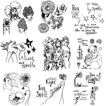 

Girls Group Panda Unicorn Bear Horse Fox Llama Animal Transparent Stamp Clear Stamps for DIY Scrapbooking Paper Card Crafts 2020