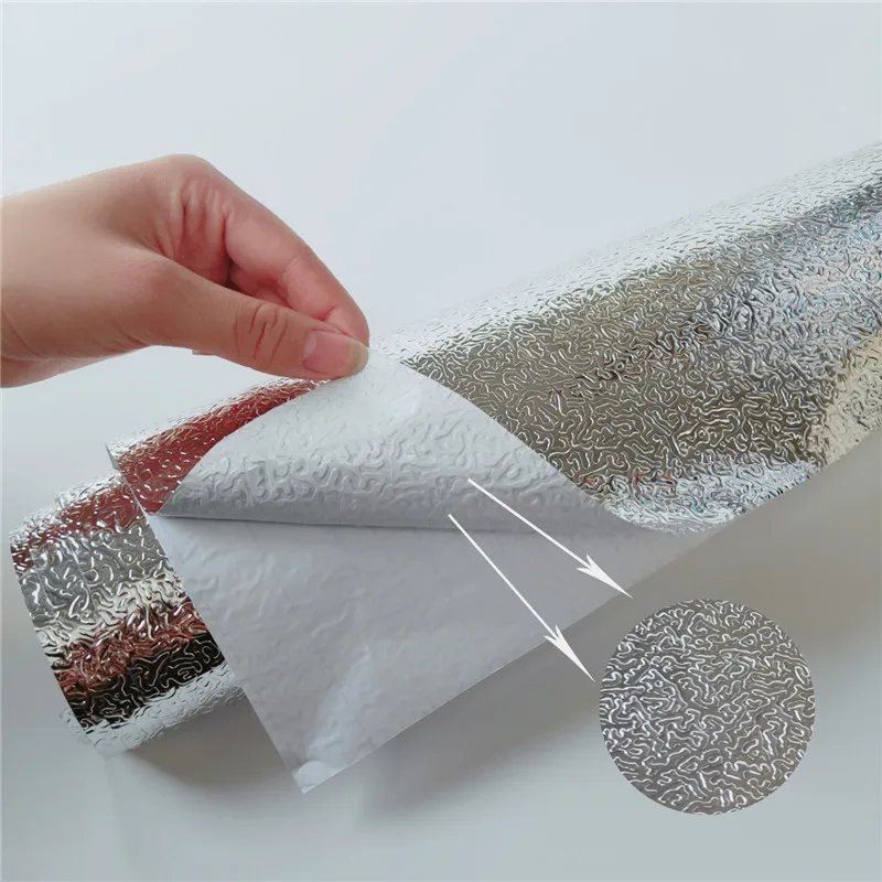 40x100cm Kitchen Oil-proof Waterproof Stickers Aluminum Foil Stove Cabinet Self Adhesive Wall Sticker DIY Wallpaper | Дом и сад