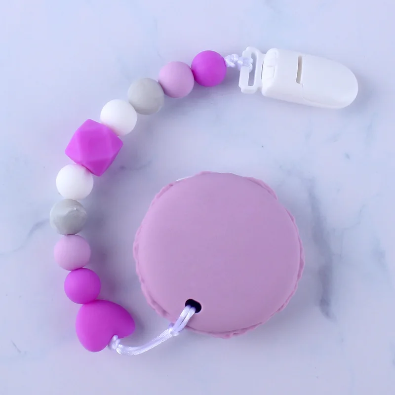 Silicone Pacifier Chain& Doughnut Teether Toy Food Grade Silicone Beads Baby Teething Toys Silicone Feather Baby Teethers